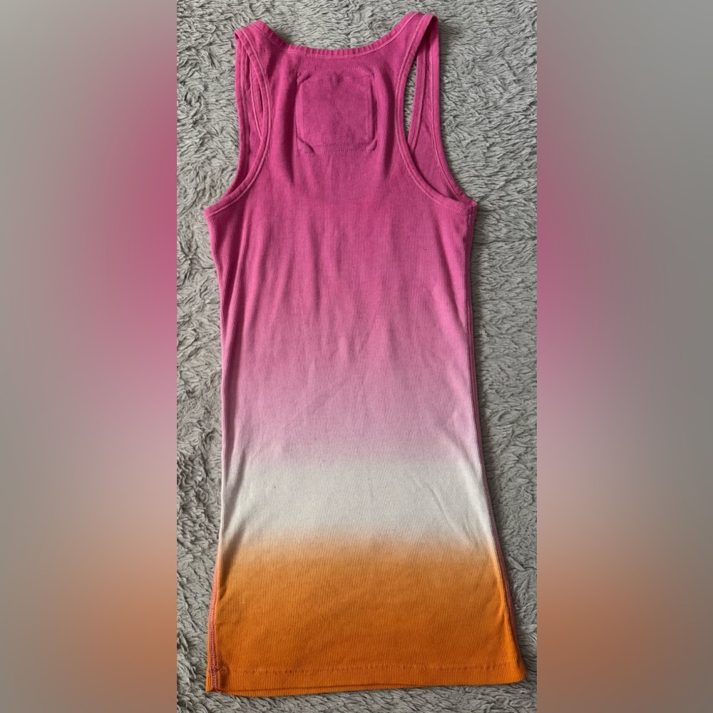 Pink by Victoria’s Secret Pink & Orange Ombré Scoop Tank Silver Logo Bead Detail - Picture 2 of 9